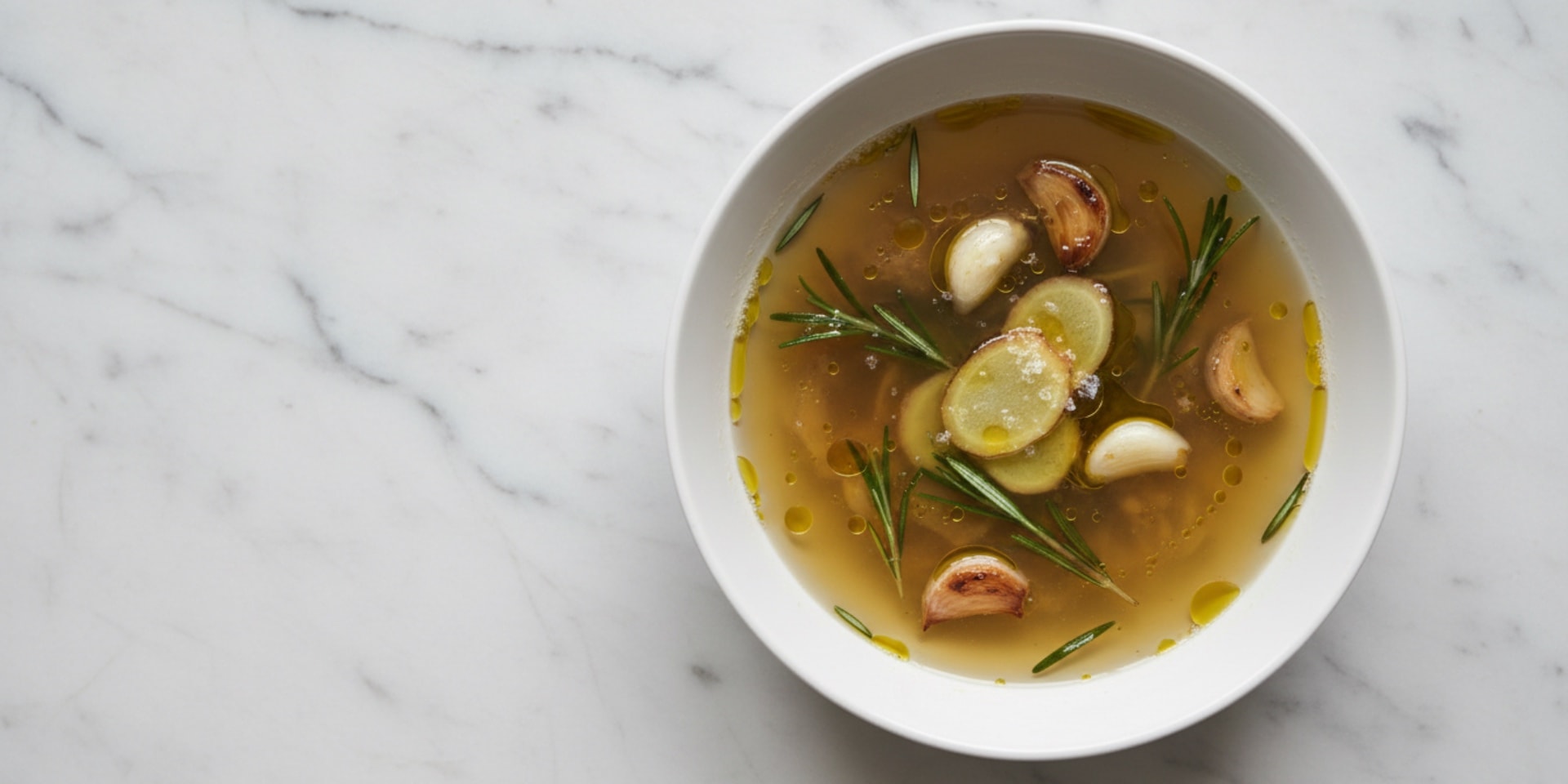 Slow-Cooked Lamb Bone Broth With Rosemary & Garlic