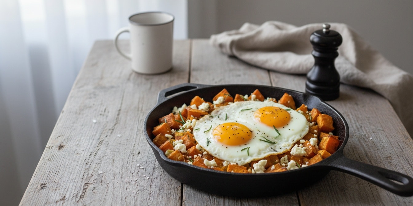 Sweet Potato, Rosemary & Feta Breakfast Hash