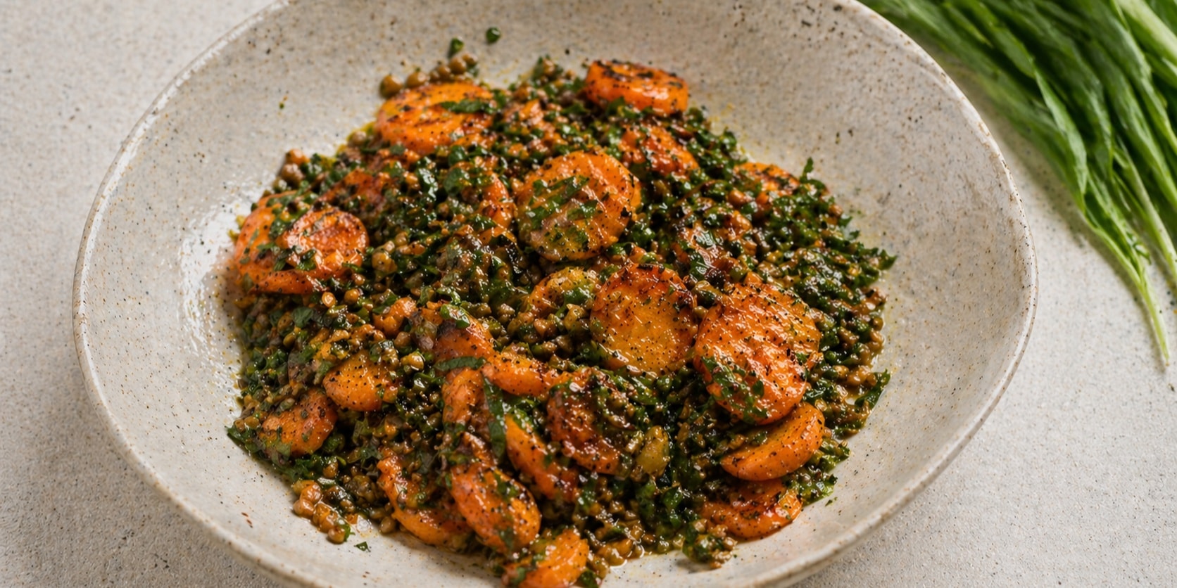 Wild Garlic, Carrot & Lentil Warm Salad