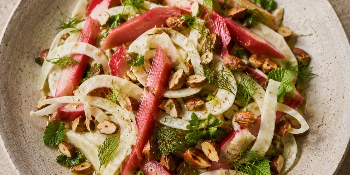 Rhubarb, Fennel & Herb Salad With Honey Dressing
