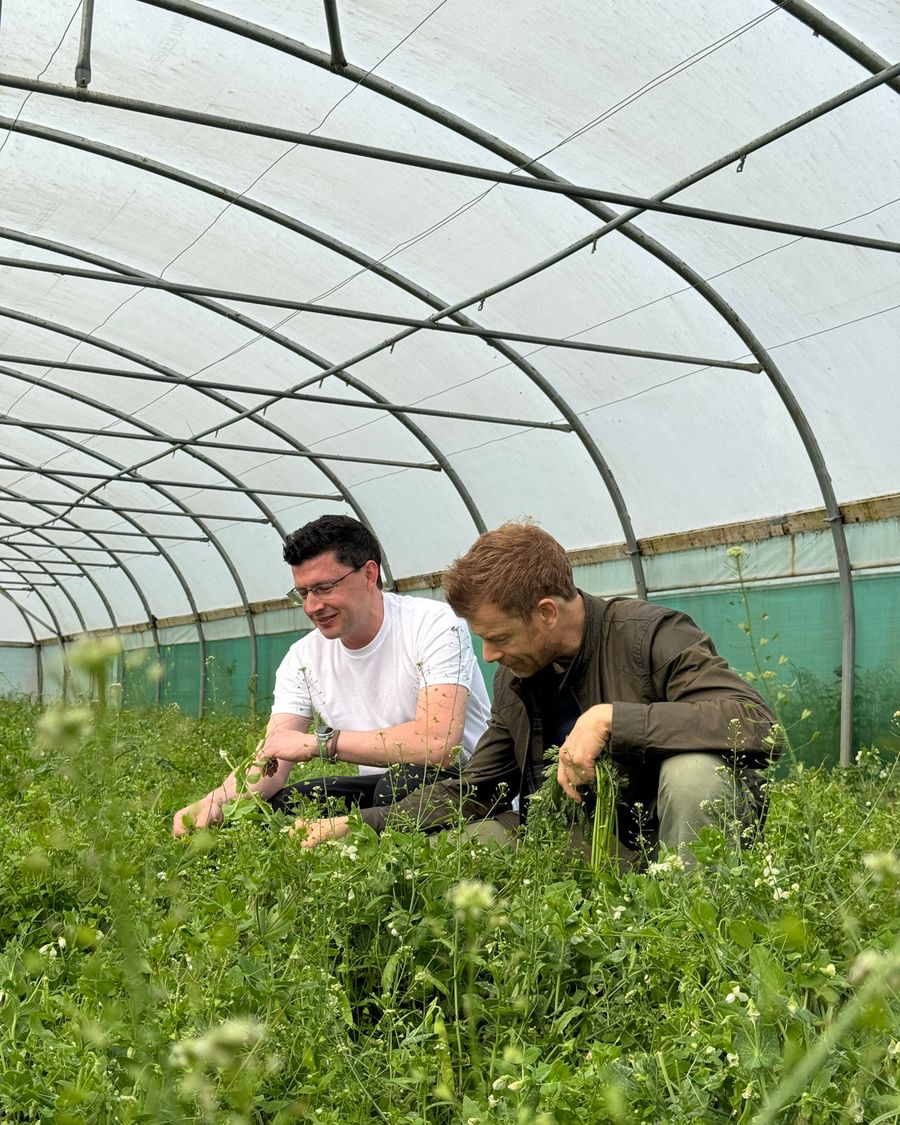 Tom Aikens and Sam Bowser in field