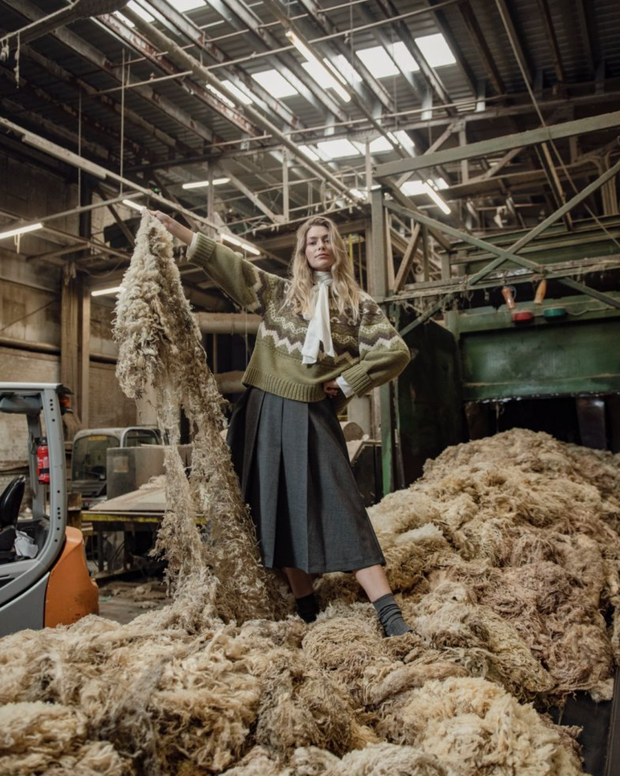 model with sheep wool